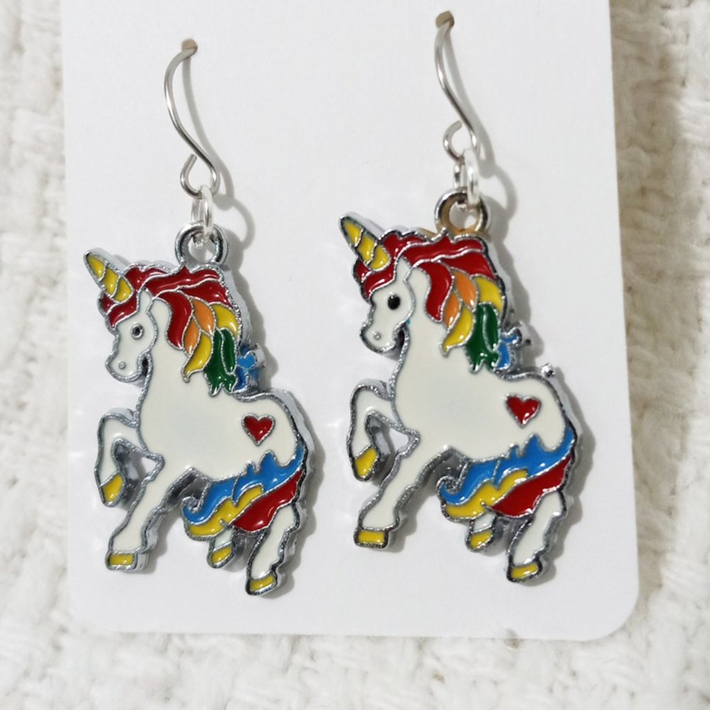 Beautiful Unicorn Dangle Earrings